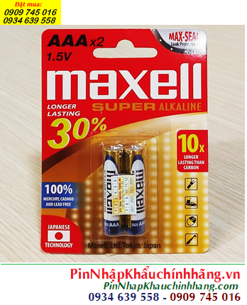 Maxell LR03(GD)2B, Pin AA 1.5v Maxell LR03(GD)2B Super Alkaline chính hãng _MẪU MỚI /Vỉ 2viên